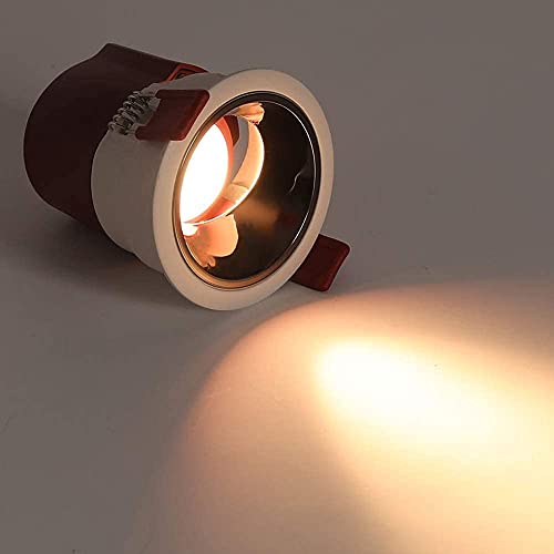 LogIme Mini foco empotrable LED ultrafino antirreflejo profundo de 7 W, luz LED empotrada en el techo con ángulo de haz redondo de 38 °, aluminio fundido a presión de 6000 k, sala de estar doméstica C