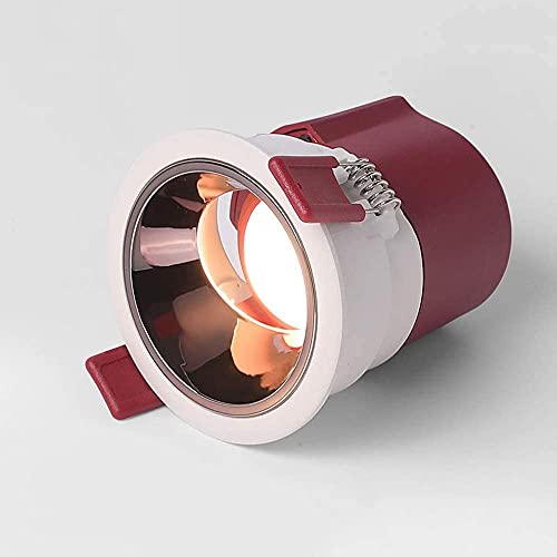 LogIme Mini foco empotrable LED ultrafino antirreflejo profundo de 7 W, luz LED empotrada en el techo con ángulo de haz redondo de 38 °, aluminio fundido a presión de 6000 k, sala de estar doméstica C