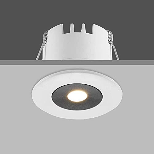 LogIme Mini foco redondo blanco, 50 mm de paso de orificio, luz LED empotrada en el techo, antideslumbrante, sala de exposiciones, iluminación de decoración para gabinetes de vino, 2W / 4W LED empotra