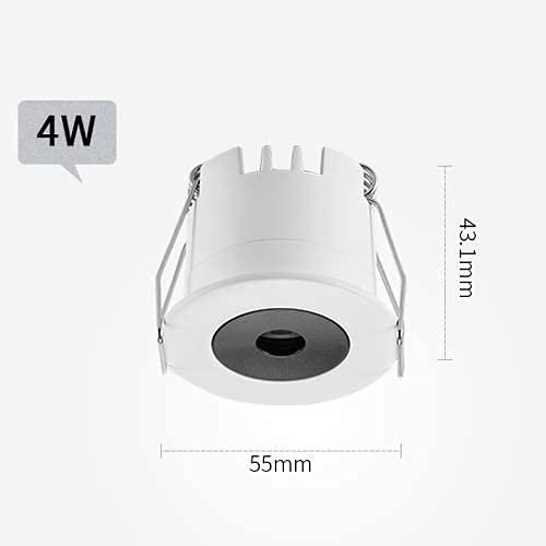 LogIme Mini foco redondo blanco, 50 mm de paso de orificio, luz LED empotrada en el techo, antideslumbrante, sala de exposiciones, iluminación de decoración para gabinetes de vino, 2W / 4W LED empotra