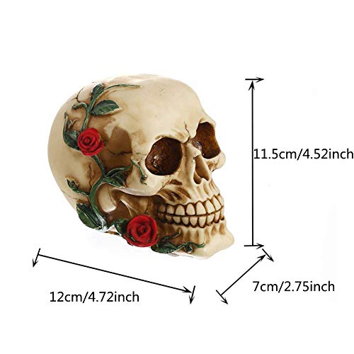 L.TSN Adorno de Estatua de Calavera gótica con Ping Rose Vine Steam Punk Vintage Decoración del hogar Regalo, A
