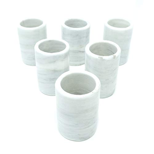LUHOM LUJOSO HOGAR MEXICO Juego de 6 vasos para chupito de Mármol | Juego de vasos para tequila | Copas para chupitos | Vasitos para Chupitos | Vasitos de Mármol para Chupitos en Blanco Bego