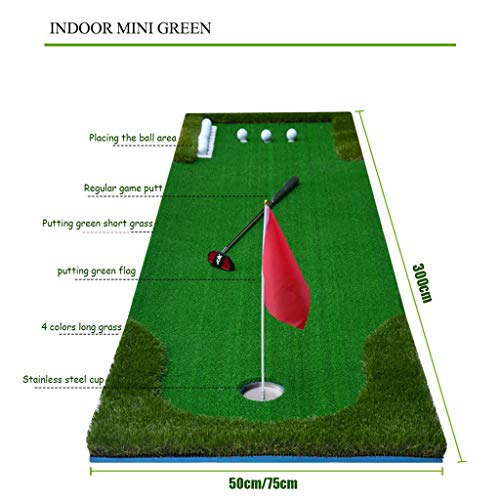 LXDDP Green Putting Mat Green, Professional Golf Simulator Training Mat Putting Equipment Putting Set, con Banderas y Juego Base y para Uso doméstico, Oficina, al Aire Libre