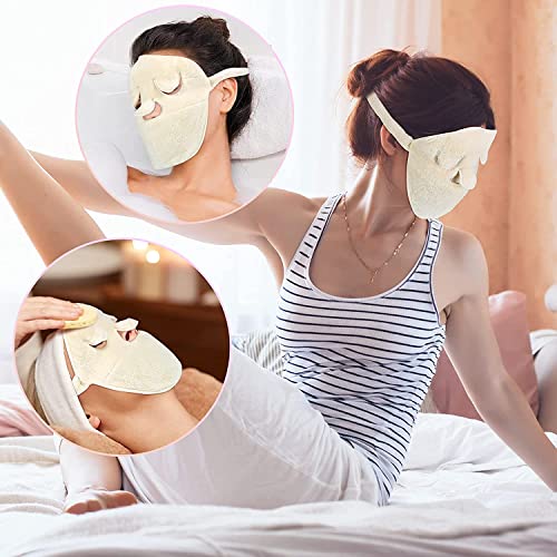 LYFH Reusable Face Towel Masks, Facial Steamer Towel, Hot Towels Facial Mask, Face Towel Mask, Coral Fleece Hot Compress Towel, for SPA Anti Aging Moisturizing Beauty Skin Care (Three Holes+A Hole)