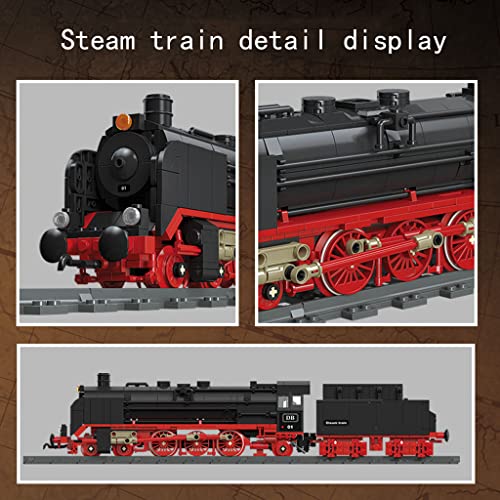 LYMHGHJ Technic Steam Train Juego de Bloques de construcción, 789 Piezas Retro Steam Train Rail Freight Train Juego de Bloques de construcción con vías de Tren compatibles con Lego