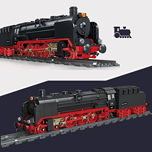 LYMHGHJ Technic Steam Train Juego de Bloques de construcción, 789 Piezas Retro Steam Train Rail Freight Train Juego de Bloques de construcción con vías de Tren compatibles con Lego