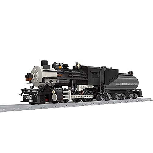 LYMHGHJ Technic Steam Train Set, 1136 + Pcs Negro Retro Steam Train City Train Rail Tren de pasajeros Juego de Bloques de construcción con vías de Tren, Ladrillos - Compatible con Lego Train