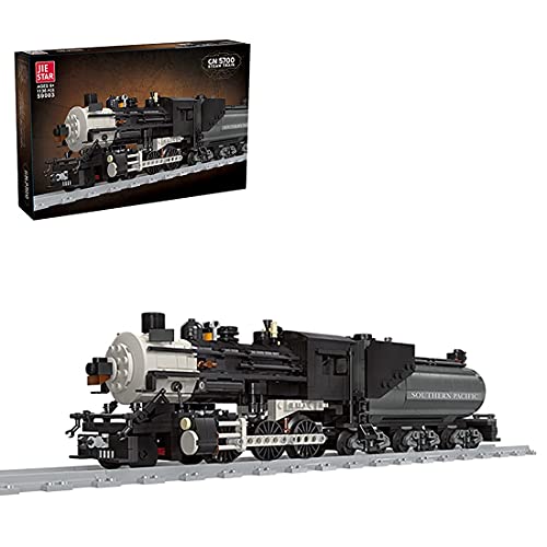LYMHGHJ Technic Steam Train Set, 1136 + Pcs Negro Retro Steam Train City Train Rail Tren de pasajeros Juego de Bloques de construcción con vías de Tren, Ladrillos - Compatible con Lego Train
