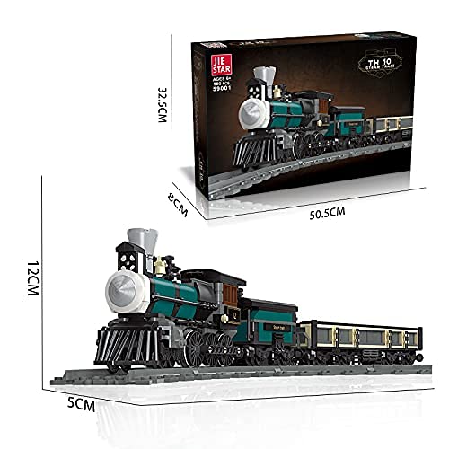 LYMHGHJ Technics City Train Set, 560 + Pcs Retro Steam Train Rail Freight Train Juego de Bloques de construcción con vías de Tren, Ladrillos - Compatible con Lego 60198