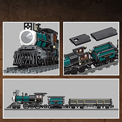 LYMHGHJ Technics City Train Set, 560 + Pcs Retro Steam Train Rail Freight Train Juego de Bloques de construcción con vías de Tren, Ladrillos - Compatible con Lego 60198
