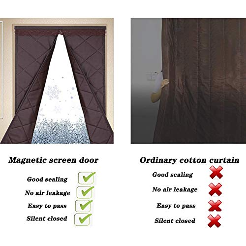 Magnetic Screen Door Heavy Duty Cold Protection Exterior Doors Winter Self-Priming Keep Warm Door Panel Noise Reduction Blanket Oxford Fabric,55 Sizes (Brown 50x250cm)