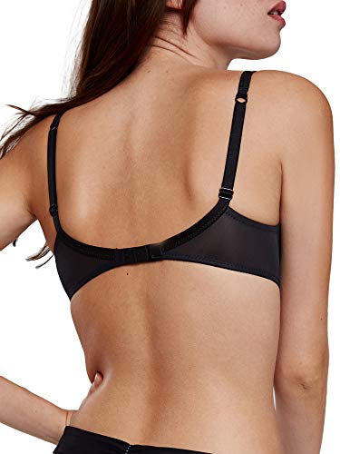 Maison Lejaby - Sujetador Copa Media con Bordado para Mujer, Talla 85E, Color Negro