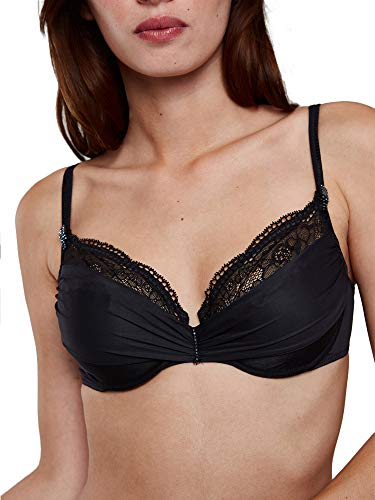 Maison Lejaby - Sujetador Copa Media con Bordado para Mujer, Talla 85E, Color Negro