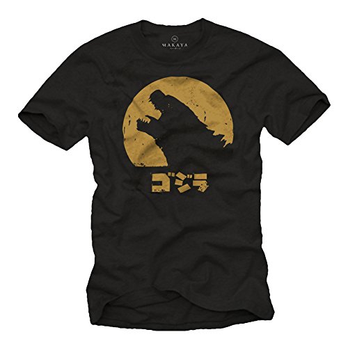 MAKAYA Camiseta Frikis Hombre - Godzilla - Negra M