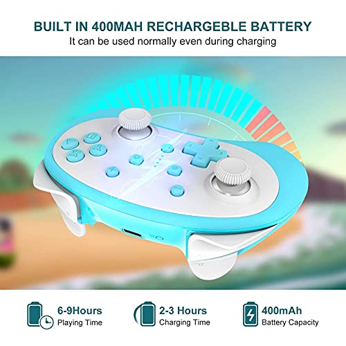 Mando para Nintendo Switch, KINGEAR Kawaii Gato Controller para Nintendo Switch Compatible con Switch/Switch Lite/PC, Mando Inalambrico para Juegos con 6 Ejes/Turbo/Control de movimiento