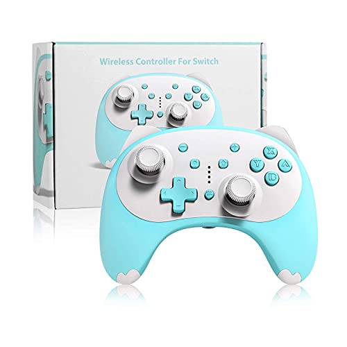 Mando para Nintendo Switch, KINGEAR Kawaii Gato Controller para Nintendo Switch Compatible con Switch/Switch Lite/PC, Mando Inalambrico para Juegos con 6 Ejes/Turbo/Control de movimiento