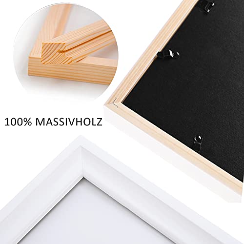 Marco de fotos Runedo 30 x 40 cm sin paspartú, 24 x 30 cm, marco de madera con paspartú, juego de 3 marcos de fotos de madera maciza para decoración de pared