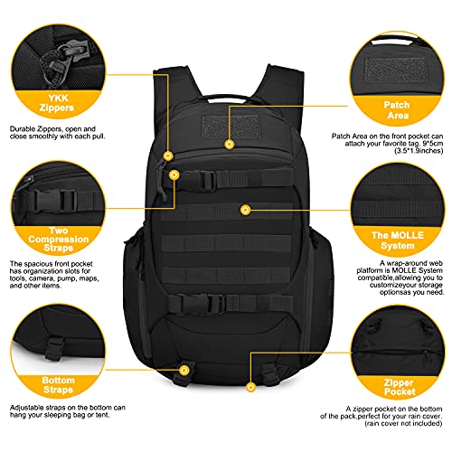 Mardingtop 28L Mochila Táctica Militar Mochila de Asalto Molle Mochilas de Senderismo Unisex para Excursionismo, Montañismo, Camping, Trekking