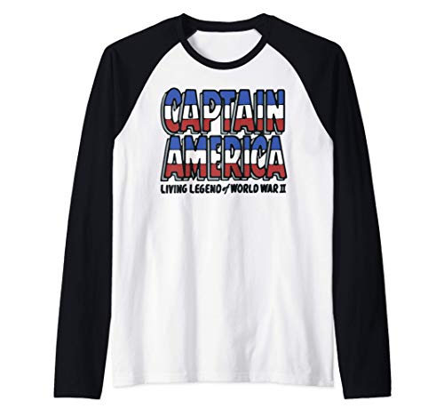 Marvel Captain America Living Legend Of World War II Camiseta Manga Raglan
