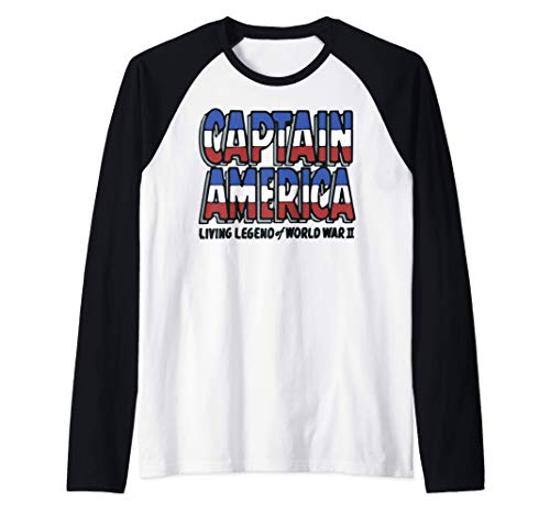 Marvel Captain America Living Legend Of World War II Camiseta Manga Raglan