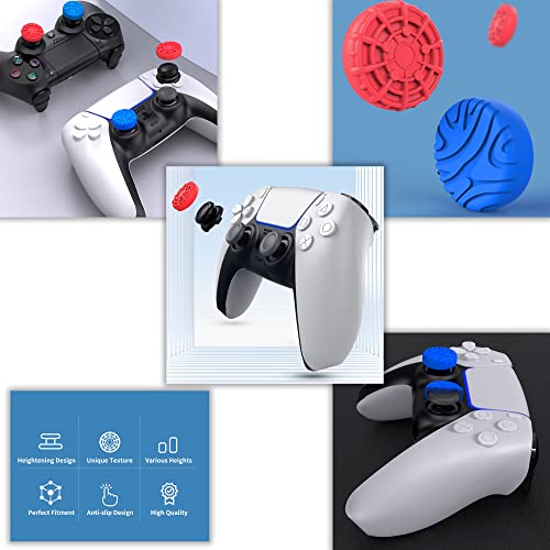MatoSan® Performance Thumbsticks Grip Set de accesorios | Aim elevado para PS5 Controller Sticks Joystick Cabezales | Precisión & Protectores (azul + rojo)