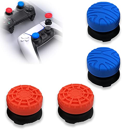 MatoSan® Performance Thumbsticks Grip Set de accesorios | Aim elevado para PS5 Controller Sticks Joystick Cabezales | Precisión & Protectores (azul + rojo)