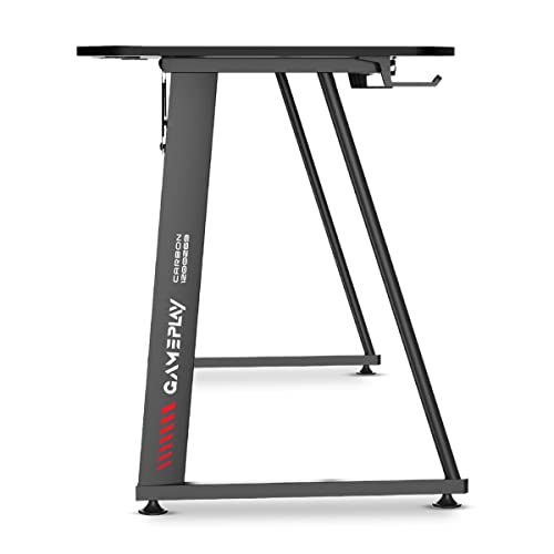 Mc Haus Gameplay Pro Carbon Red Escritorio Gaming, Rojo, 140x60x75,5cm