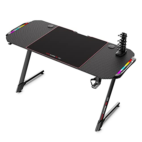 Mc Haus Gameplay Pro Carbon Red Escritorio Gaming, Rojo, 140x60x75,5cm