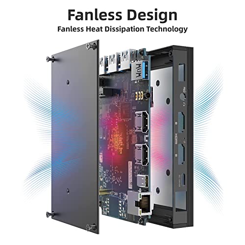 Mele Fanless Mini PC Quieter2 Intel Celeron J4125 8GB DDR4 128GB eMMC Mini Ordenador con Windows 10 Pro, Micro Desktop PC Supports 4K Dual-Screen Output, Dual WiFi, Gigabit Ethernet, BT4.2
