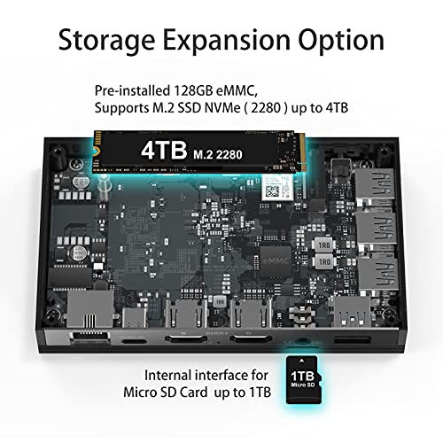 Mele Fanless Mini PC Quieter2 Intel Celeron J4125 8GB DDR4 128GB eMMC Mini Ordenador con Windows 10 Pro, Micro Desktop PC Supports 4K Dual-Screen Output, Dual WiFi, Gigabit Ethernet, BT4.2