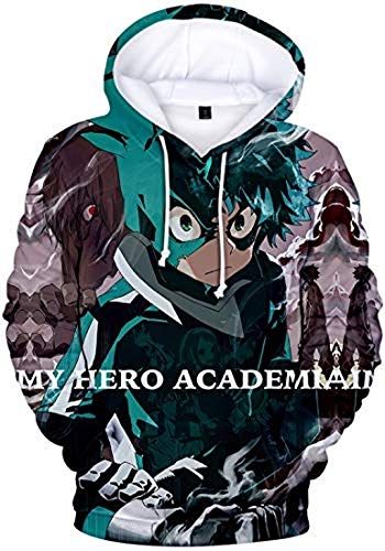 Mempire Sudadera con Capucha para Hombre My Hero Academia Midoriya Lzuku Hoodie Ropa con Cremallera (P,S)