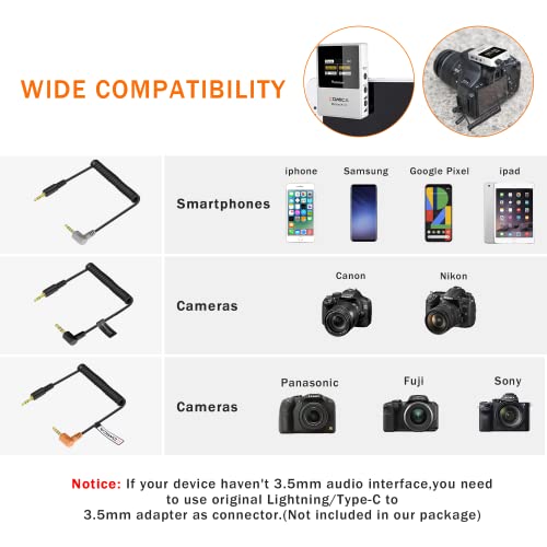Micrófono inalámbrico de Solapa, micrófono inalámbrico Comica BoomX-D2 2.4G Compacto con 2 transmisor 1 Receptor, micrófono Lav para Smartphone Cámara Podcast Entrevista Youtube Live-Steam（Blanco）