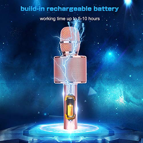 Micrófono Karaoke Bluetooth, Ankuka 4 en 1 Microfono Inalámbrico Karaoke Portátil para Cantar y Grabación, con Altavoces Incorporados, Compatible con Android/iOS, PC