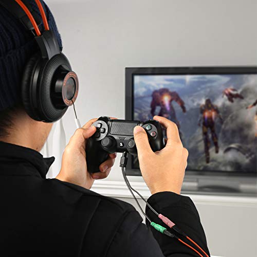 MillSO 3.5mm Audio Jack Y Cable - Adaptador para auriculares (3.5mm Jack estéreo a 2x 3.5mm Jack) para auriculares para juegos, Xbox One, PS4, Smartphones y Laptop - 20CM