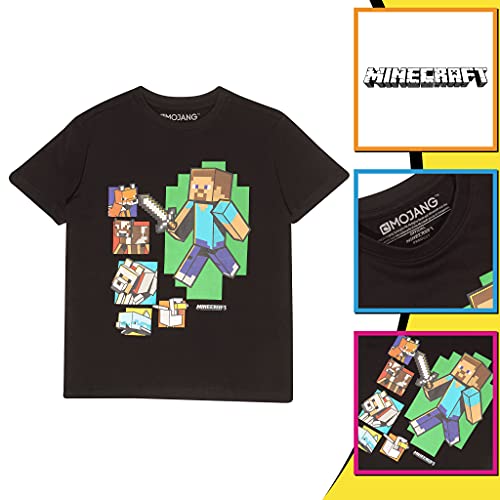 Minecraft Steve and Friends Camiseta de los Muchachos Negro 140