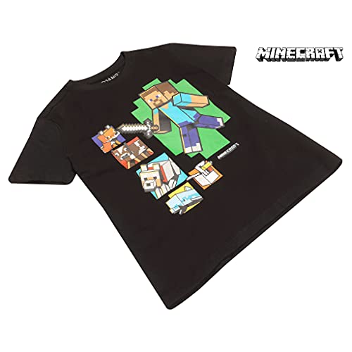 Minecraft Steve and Friends Camiseta de los Muchachos Negro 140