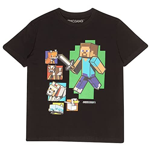 Minecraft Steve and Friends Camiseta de los Muchachos Negro 140