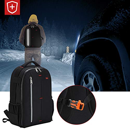 Mochila para Cámara Bolsa Impermeable para Cámara Estuche a Prueba de Golpes 12.6 × 6 × 18 Pulgadas para Cámaras DSLR SLR Negro Grande