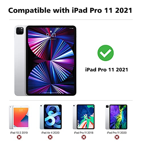 MoKo Funda Compatible con iPad Pro 11 2021, Funda de Cubierta Inteligente con Soporte y Carcasa Trasera de TPU Translúcido para iPad Pro 11 2021, Negro