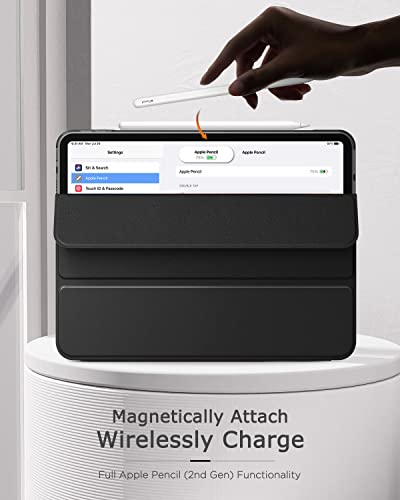 MoKo Funda Compatible con iPad Pro 11 2021, Funda de Cubierta Inteligente con Soporte y Carcasa Trasera de TPU Translúcido para iPad Pro 11 2021, Negro