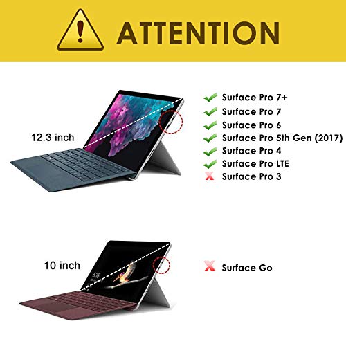 MoKo Funda Compatible con Microsoft Surface Pro 7 Plus/7/6/5/4/Pro 2017/Pro LTE, Protección Resistente Funda con Soporte de Pluma para Surface Pro 2017/Pro 6/5/4/LTE Tableta, Verde+Gris