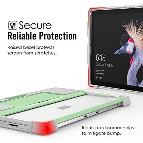 MoKo Funda Compatible con Microsoft Surface Pro 7 Plus/7/6/5/4/Pro 2017/Pro LTE, Protección Resistente Funda con Soporte de Pluma para Surface Pro 2017/Pro 6/5/4/LTE Tableta, Verde+Gris
