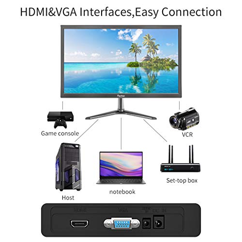Monitor PC, Prechen 19 Pulgadas Gaming Monitor 1440x900 con Interfaz HDMI y VGA, Brillo 250 CD/m², Monitor 60 Hz con Altavoces Integrados, para PS3 / PS4 / Xbox/PC