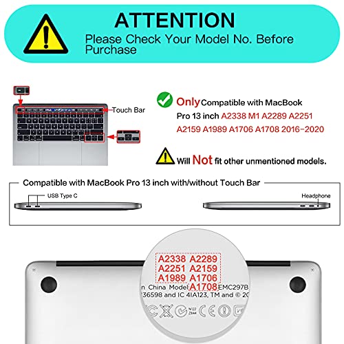 MOSISO Funda Dura Compatible con MacBook Pro 13 Pulgadas 2020-2016 A2338 M1 A2289 A2251 A2159 A1989 A1706 A1708,Rígido Carcasa&Teclado Cubierta&Pantalla Protector&Accesorios Bolsa,Aireado Azul