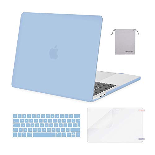 MOSISO Funda Dura Compatible con MacBook Pro 13 Pulgadas 2020-2016 A2338 M1 A2289 A2251 A2159 A1989 A1706 A1708,Rígido Carcasa&Teclado Cubierta&Pantalla Protector&Accesorios Bolsa,Aireado Azul