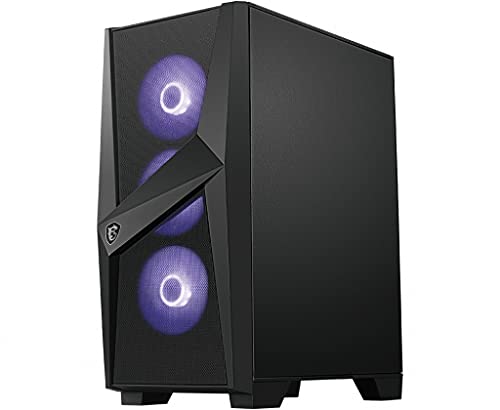 MSI MAG FORGE 101M Mid-Tower - Caja de PC Gaming (3 x 120 mm RGB + 1 x 120 mm RGB Ventiladores Incluidos, Panel Cristal Templado, ATX, mATX, Mini-ITX), negro
