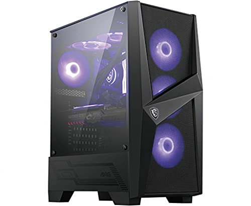 MSI MAG FORGE 101M Mid-Tower - Caja de PC Gaming (3 x 120 mm RGB + 1 x 120 mm RGB Ventiladores Incluidos, Panel Cristal Templado, ATX, mATX, Mini-ITX), negro