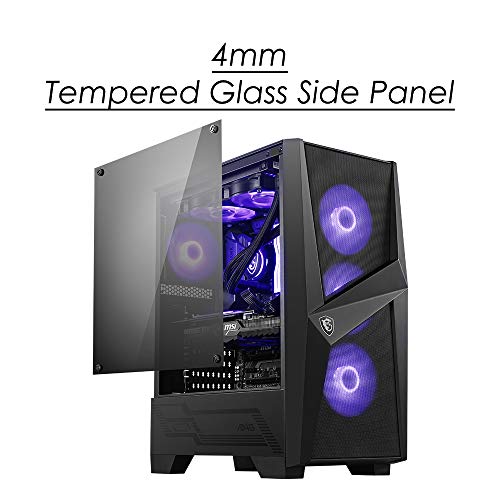 MSI MAG FORGE 101M Mid-Tower - Caja de PC Gaming (3 x 120 mm RGB + 1 x 120 mm RGB Ventiladores Incluidos, Panel Cristal Templado, ATX, mATX, Mini-ITX), negro