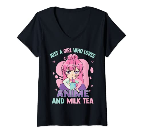 Mujer Cute Kawaii Anime Skater Girl - Japanese Aesthetics - Otaku Camiseta Cuello V