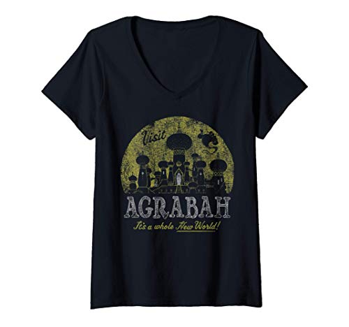 Mujer Disney Aladdin Genie Visit Agrabah Palace Vintage Camiseta Cuello V